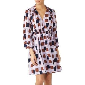 Kate Spade New York Geo Squares Swing Ruffled Dress Size 12